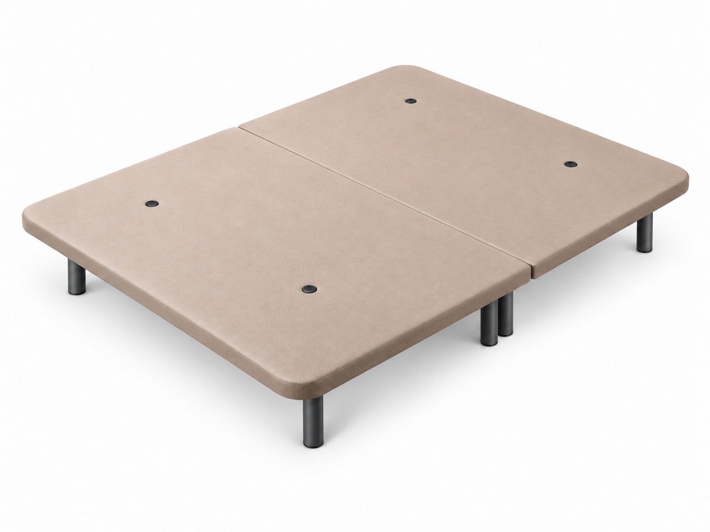 Base tapizada partida beige con patas: dos piezas unidas por la mitad